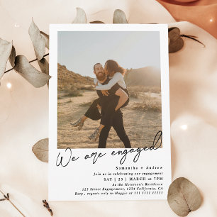 Modern minimalist 2 photos engagement party invitation
