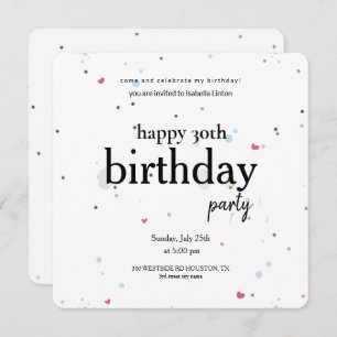 Modern Minimalist 30th Birthday Party, 30th Birth Invitation
