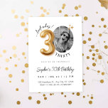 Modern Minimalist 30th Birthday Photo Invitation<br><div class="desc">Modern Minimalist 30th Birthday Photo Invitation | Gold Balloon Milestone Party Invite. Celebrate turning thirty in elegant style with this Modern Minimalist 30th Birthday Photo Invitation ✨ Featuring chic gold balloon typography and a clean, contemporary layout, this design allows you to personalize the invitation with your own photo — making...</div>
