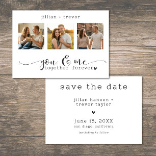Modern Minimalist 3 Photo Script Collage Wedding Save The Date