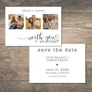 Modern Minimalist 3 Photo Script Collage Wedding Save The Date