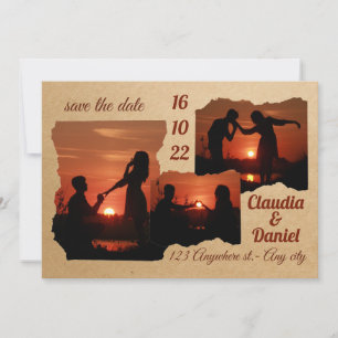 Modern minimalist 3 photo wedding save the date