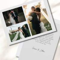 Modern Minimalist 3 Photos Wedding Thank you