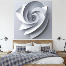 Modern Minimalist 3D Geometric White Rose Abstract