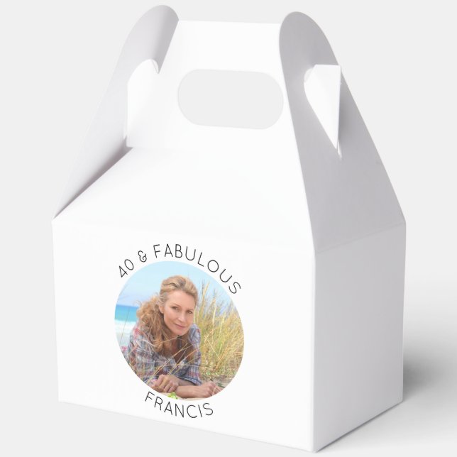 Modern Minimalist 40 & Fabulous Photo Favour Box (Front)