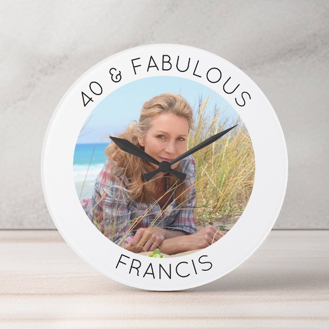 Modern Minimalist 40 & Fabulous Photo Large Clock (Modern Minimalist 40 & Fabulous Photo Large Clock)