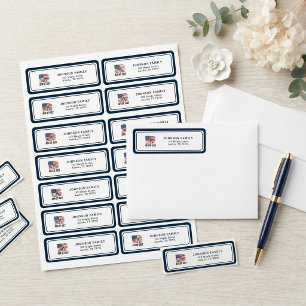 Modern Minimalist 4th of July Patriotic Return Address Label