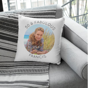 Modern Minimalist 50 & Fabulous Photo Cushion