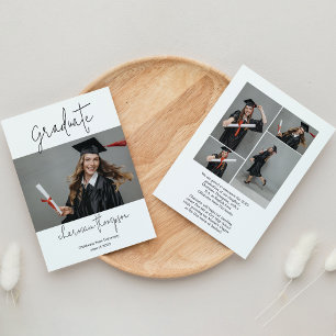 Modern Minimalist 5 Photo Graduation Announcement