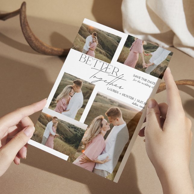 Modern Minimalist 5 Photo Typography Wedding Save The Date (Creator Uploaded)