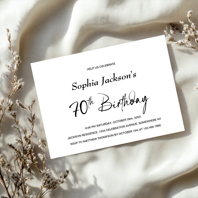 Modern Minimalist 70th Birthday Party Invitation (Creator Uploaded)