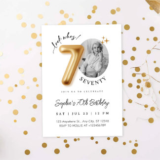 Modern Minimalist 70th Birthday Photo Invitation