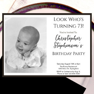 Modern Minimalist 73rd Birthday Photo Invitation