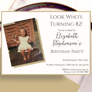 Modern Minimalist 82nd Birthday Photo Invitation