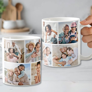Modern Minimalist 8 Photo Grid Collage Coffee Mug