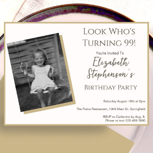 Modern Minimalist 99th Birthday Photo Invitation