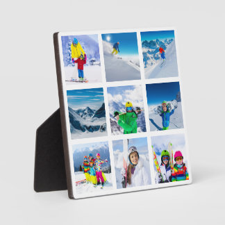 Modern Minimalist 9 Photo Grid Collage Plaque
