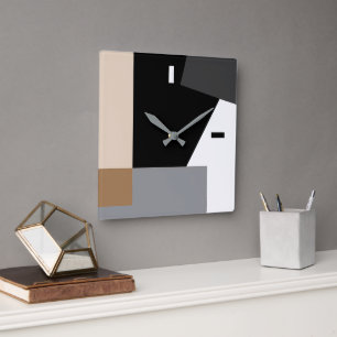Modern Minimalist Abstract Blocks Art Pattern Square Wall Clock