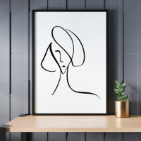 Modern Minimalist Abstract Face Line Art Drawing