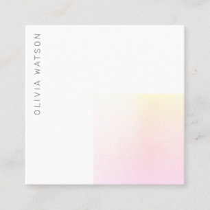 Modern Minimalist Abstract Gradient Pink Square Square Business Card