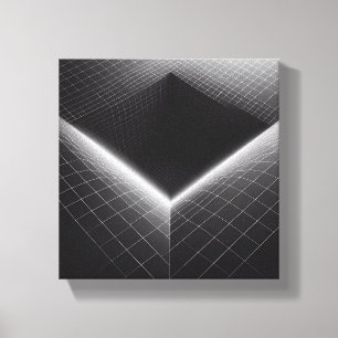 Modern Minimalist Abstract Grid Void - 3D Wirefram Canvas Print
