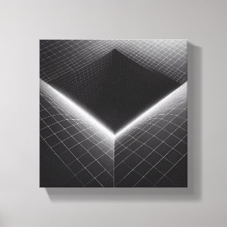 Modern Minimalist Abstract Grid Void - 3D Wirefram Canvas Print