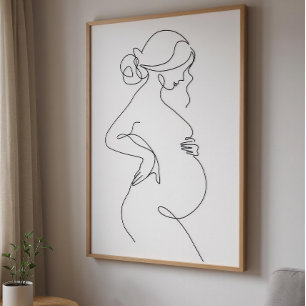 Modern Minimalist Abstract Line Art Drawing Poster
