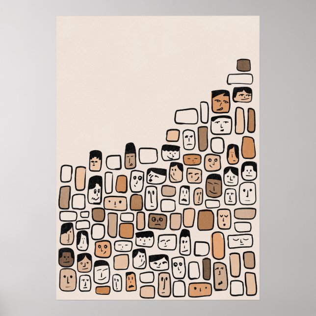 Modern Minimalist Abstract Line Face Art  Poster (Front)