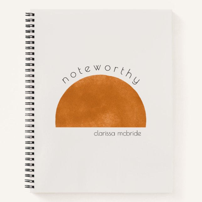 Modern Minimalist Abstract Sun Personalised Notebook (Front)