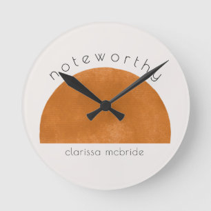 Modern Minimalist Abstract Sun Personalised  Round Clock