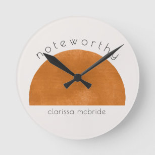 Modern Minimalist Abstract Sun Personalised  Round Clock