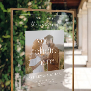 Modern Minimalist Acrylic Photo Wedding Sign