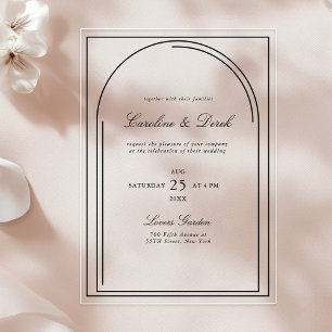 Modern Minimalist Acrylic Wedding   Arch Border Invitations