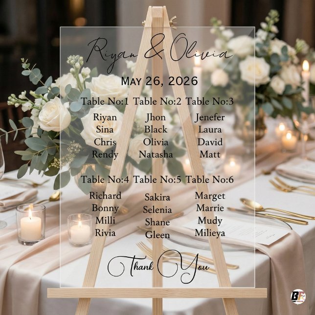 Modern Minimalist Acrylic Wedding Seating Chart (Creator Uploaded)