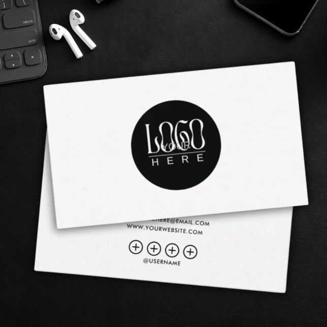 modern minimalist Add your custom logo white Business Card (Creator Uploaded)