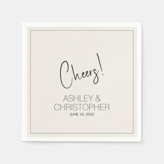 Modern Minimalist Alabaster Wedding Napkin (Front)