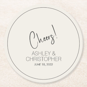 Modern Minimalist Alabaster Wedding Round Paper Coaster