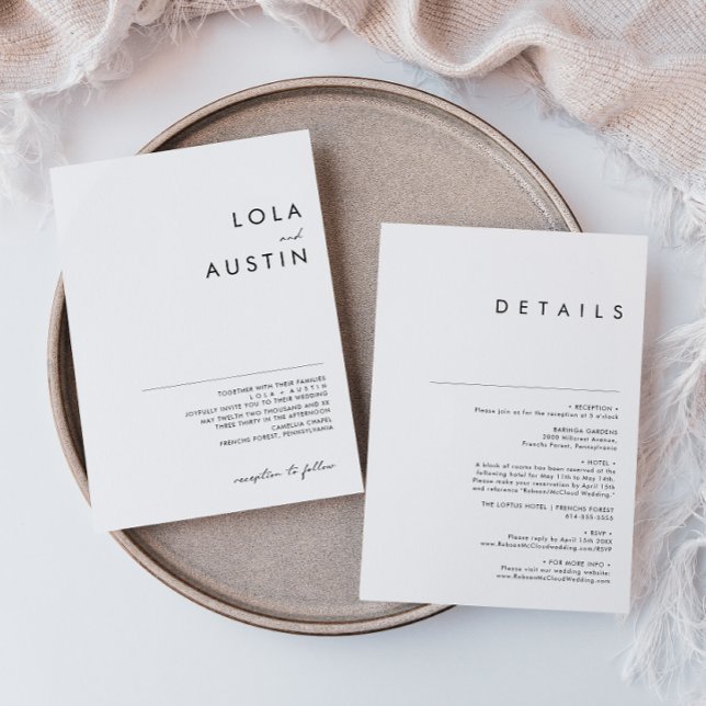 Modern Minimalist All In One Wedding Invitation (Creator Uploaded)