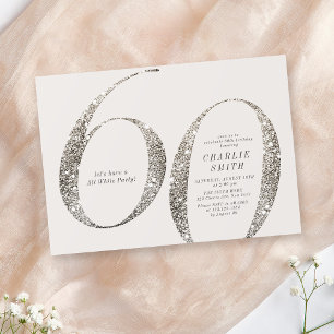 Modern minimalist all white party 60th birthday invitation