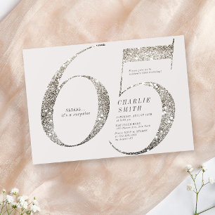 Modern minimalist all white party 65th birthday invitation