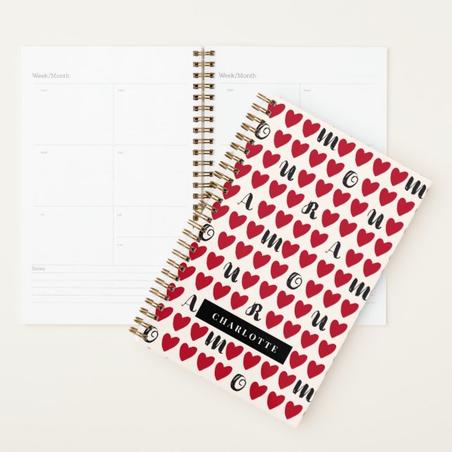 Modern Minimalist Amour Heart Pattern Book Planner (Display)
