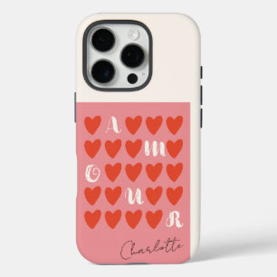 Modern Minimalist Amour Heart Valentine's Day Gift iPhone 16 Pro Case