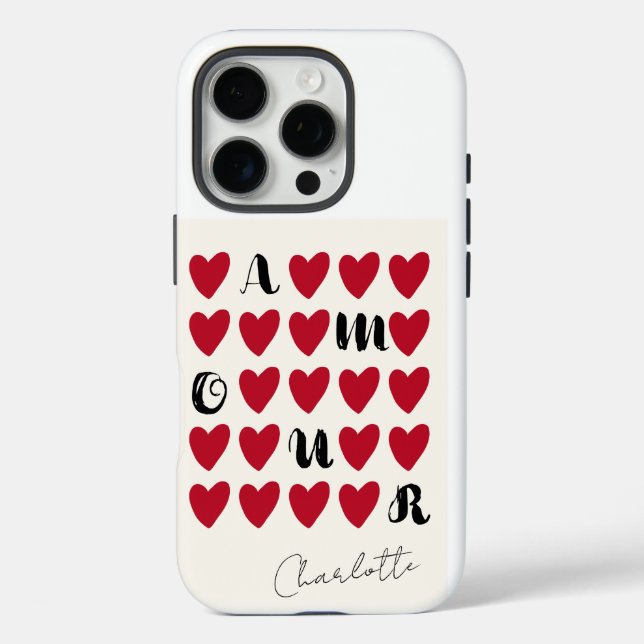 Modern Minimalist Amour Heart Valentine's Day Gift Case-Mate iPhone Case (Back)