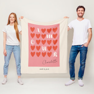 Modern Minimalist Amour Heart Valentine's Day gift Fleece Blanket