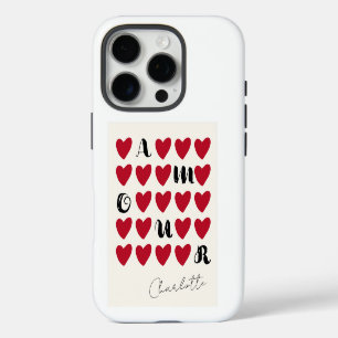 Modern Minimalist Amour Heart Valentine's Day Gift iPhone 16 Pro Case
