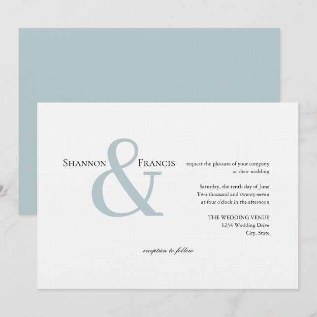 Modern Minimalist Ampersand Wedding Invitation (Front/Back)