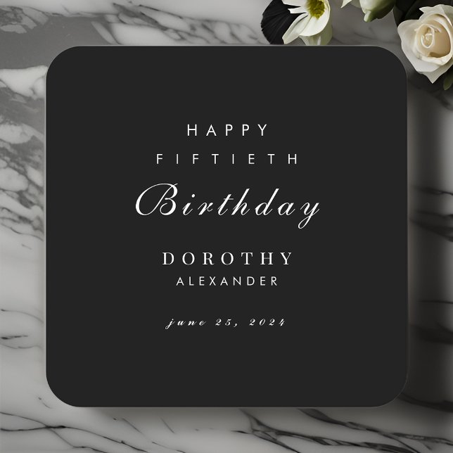 Modern Minimalist ANY Milestone Adult Birthday Square Paper Coaster (Creator Uploaded)