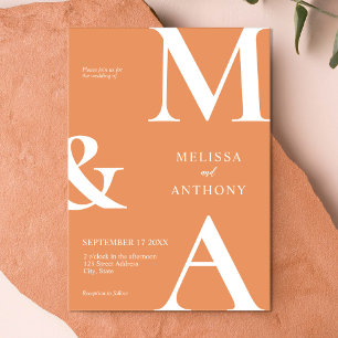 Modern Minimalist Apricot Wedding Invitation
