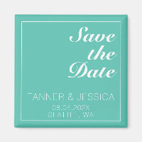 Modern Minimalist Aqua & White Save The Date