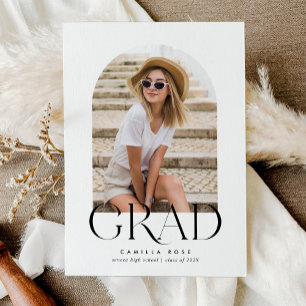 Modern Minimalist Arch Graduation Photo Invitation
